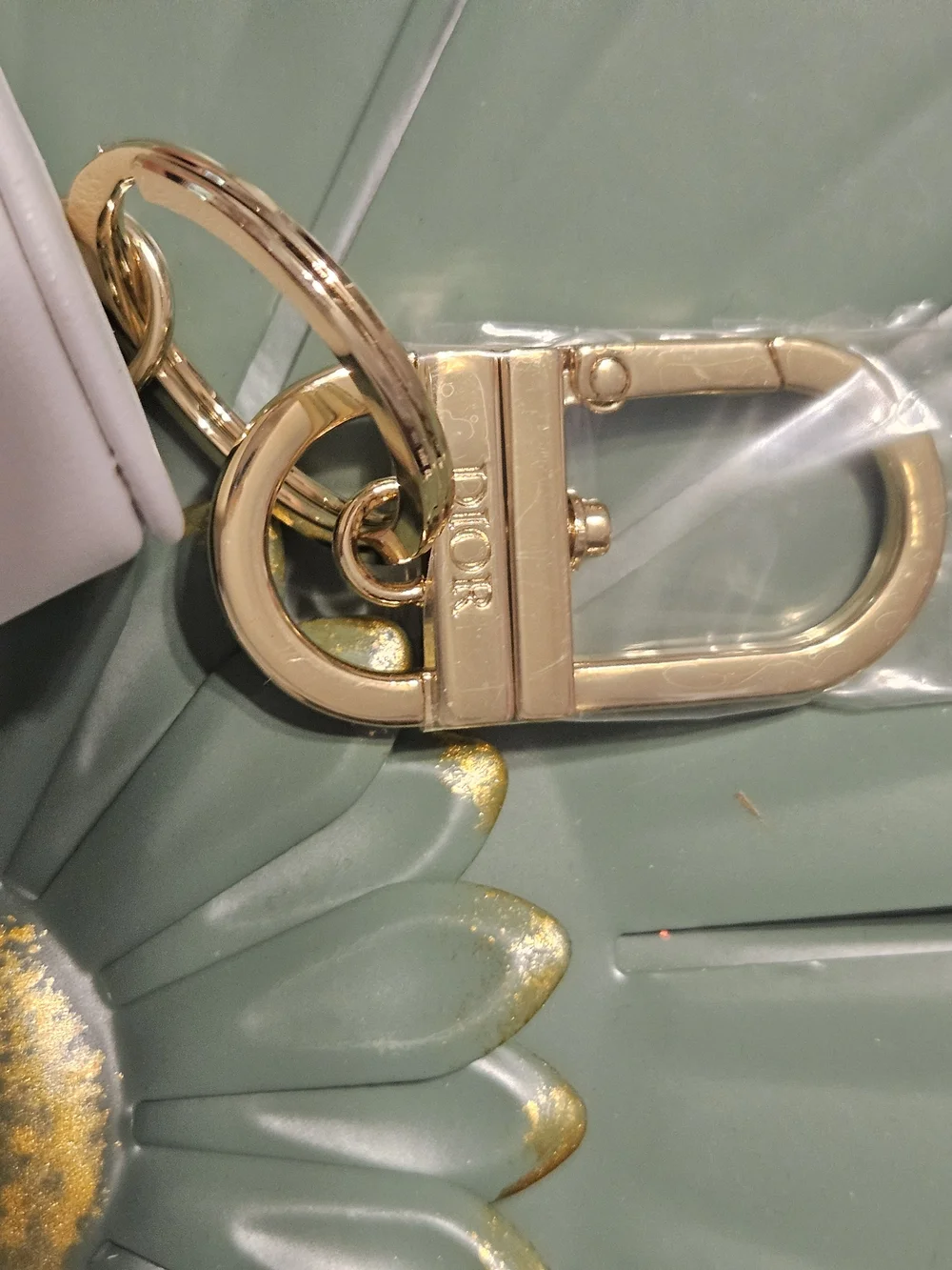 Dior J'adore Cream Lipstick Case Key Holder with Gold Hardware